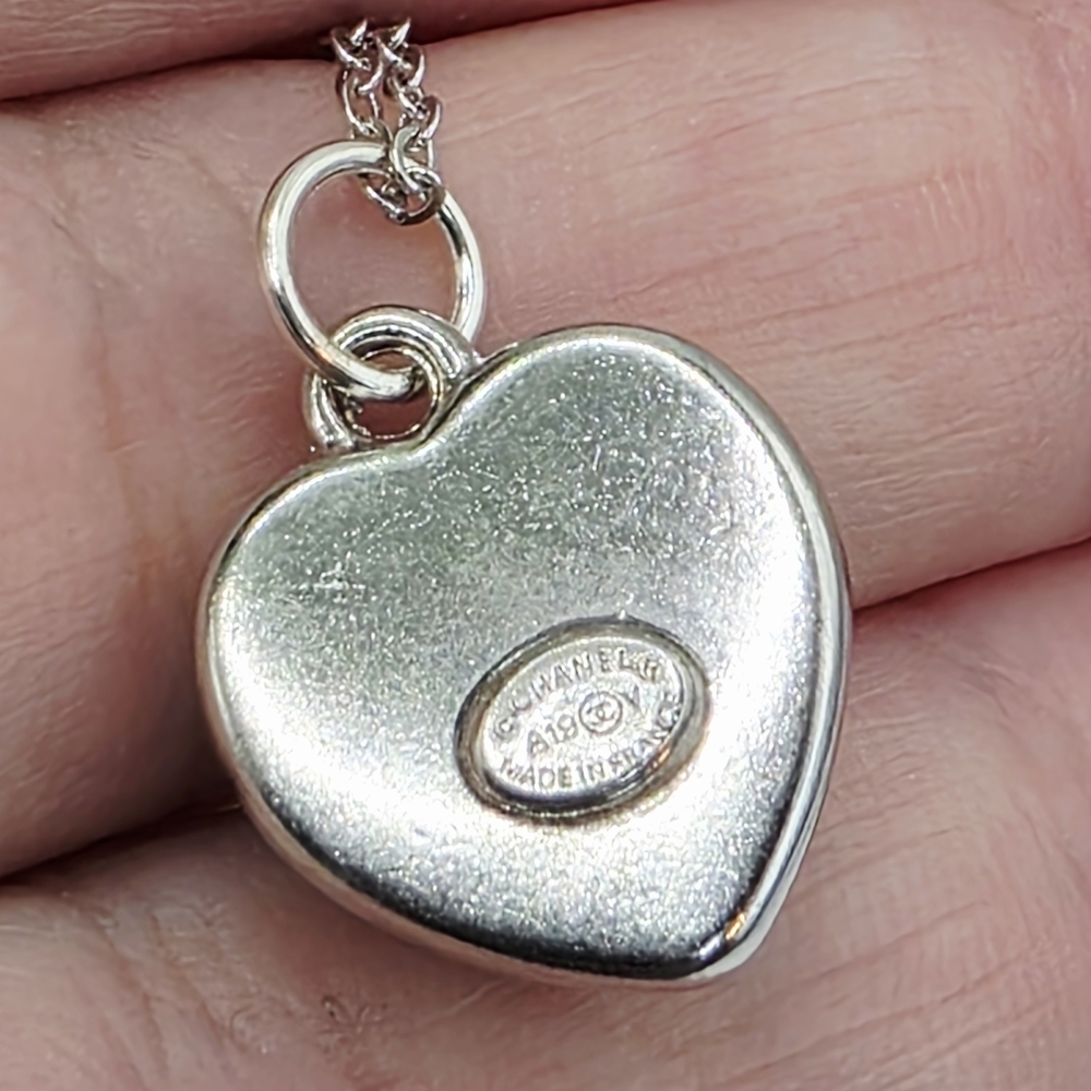 CHANEL Silver and Blue Heart Necklace - Picture 3 of 3